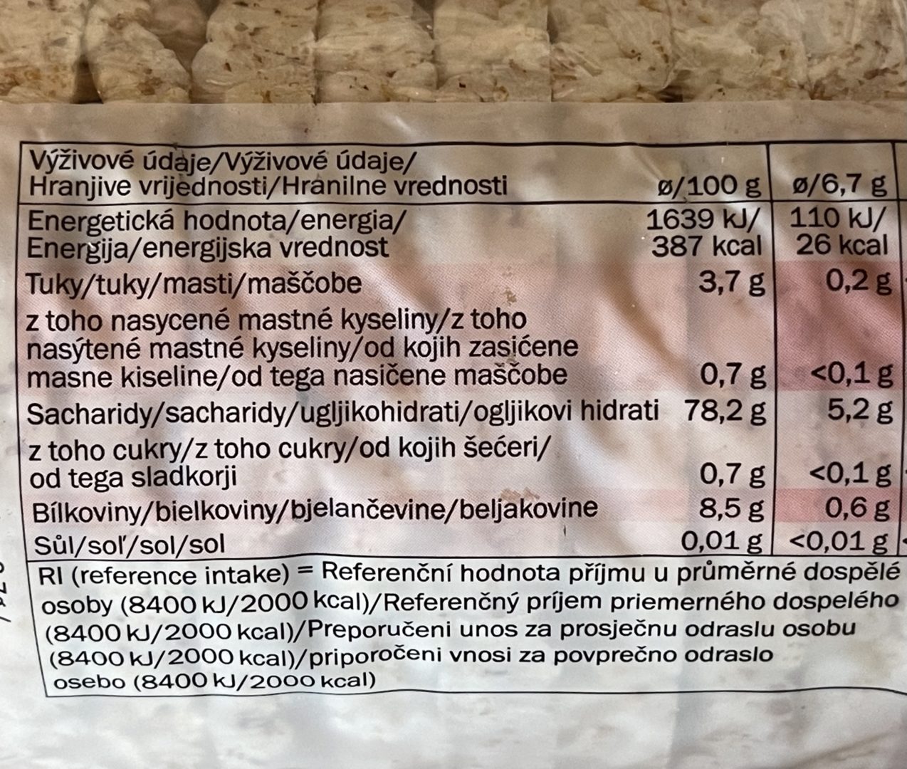ryžové chlebíčky fitland nutričné hodnoty