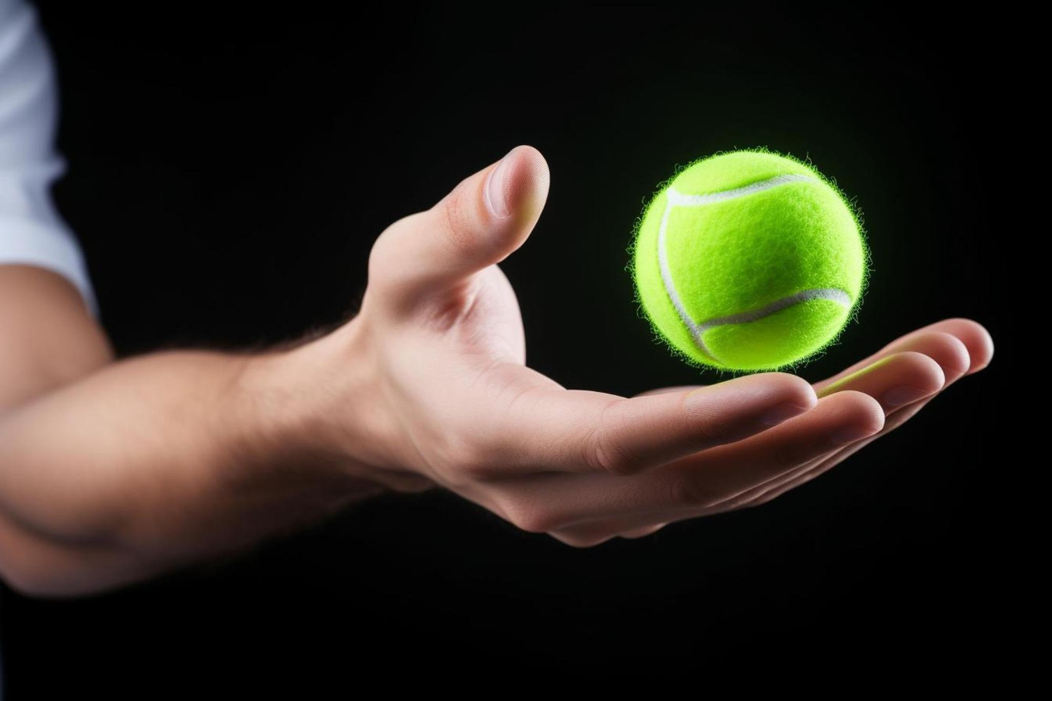 Tenis online - tenisová loptička a ruka tenistu
