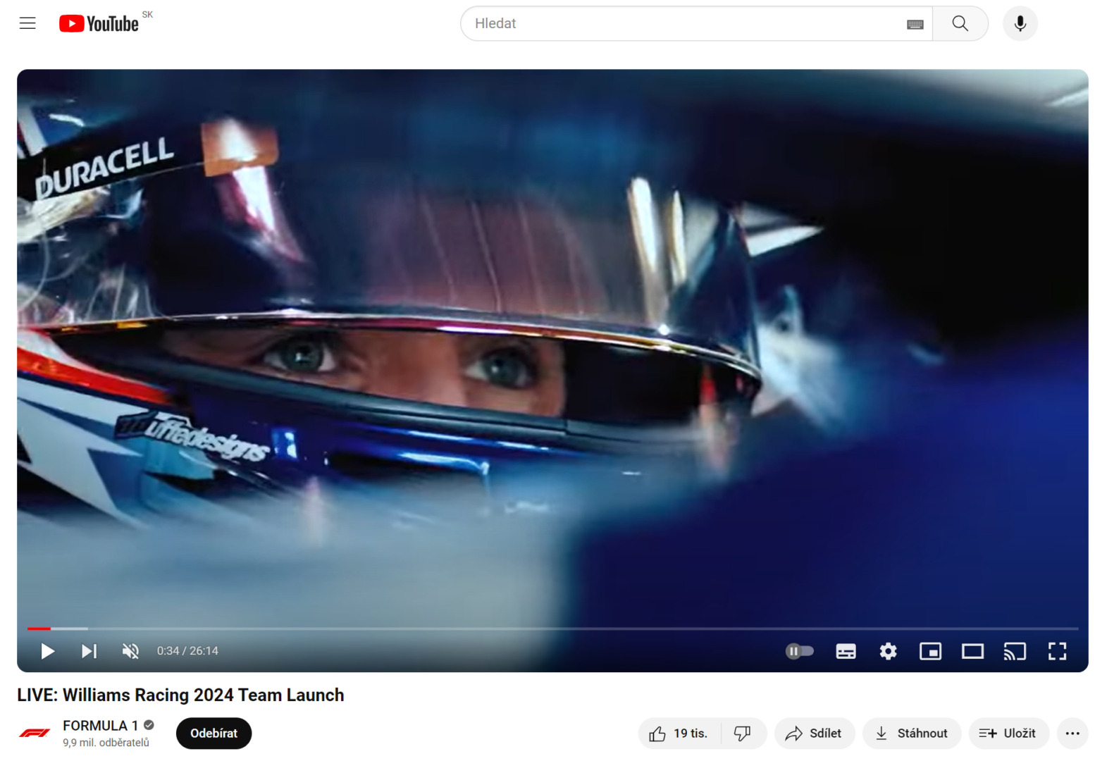 F1 online na youtube